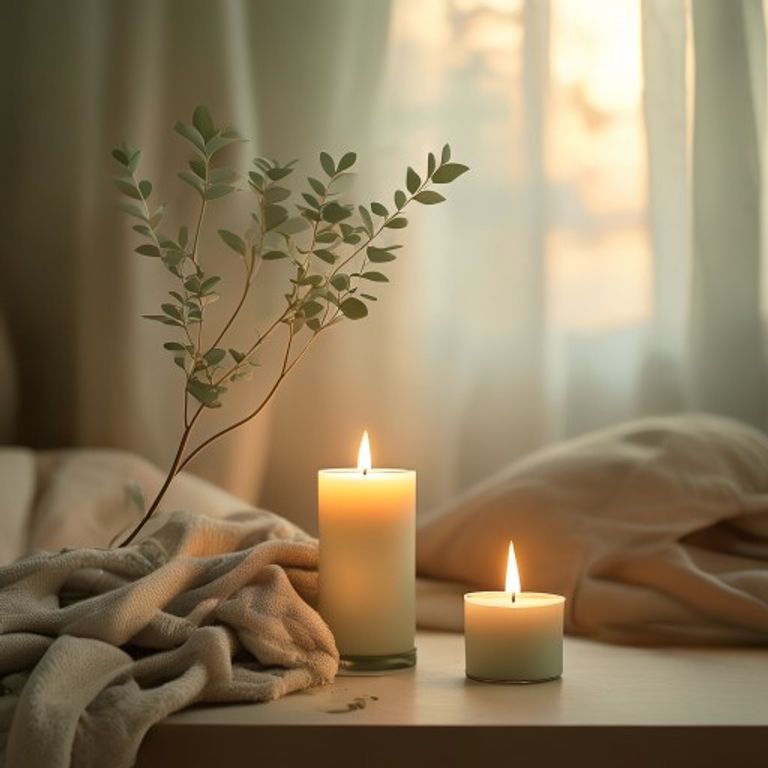 Evening pause with candle and plant