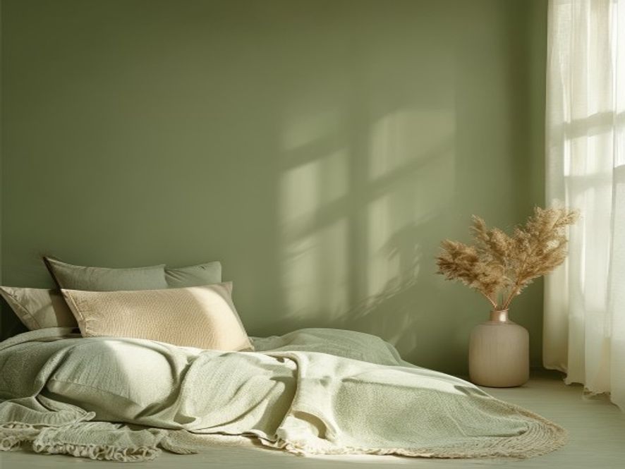 Calming evening space with soft lighting and plants